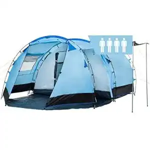 Zelt campfeuer super fuer 4 personen blau schwarz grosses tunnel