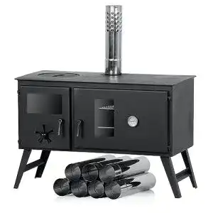 Zeltofen campfeuer 285 x 585 x 260 cm schwarz 2 kammern