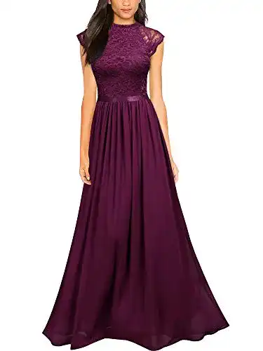 Langes Abendkleid MIUSOL für Brautjungfern aus Chiffon mit Faltenrock