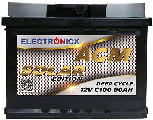 AGM-Batterie Wohnmobil Electronicx Solarbatterie 12v 80Ah AGM