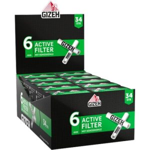 Aktivkohlefilter Gizeh BLACK Active Filter, slim 6 mm Durchmesser