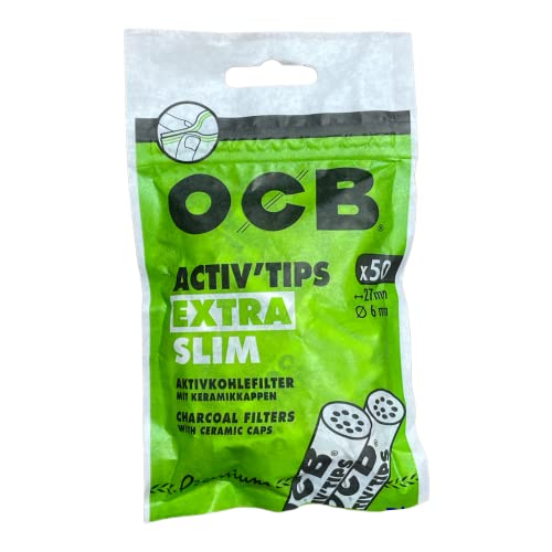 Aktivkohlefilter OCB ActivTips Extra Slim 6 mm mit Keramikkappen