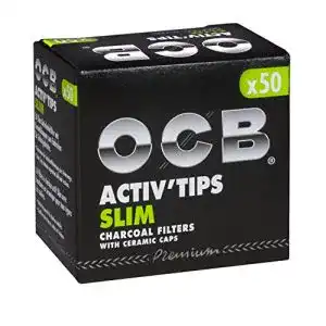 Aktivkohlefilter ocb activtips slim 7 mm mit keramikkappen 5 x 50