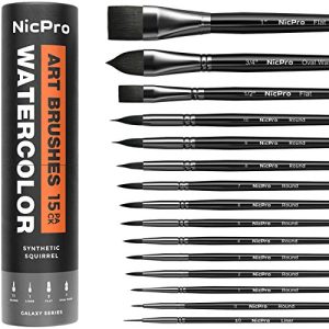 Aquarellpinsel Nicpro 15 Stücke , Pinsel Set für Acrylfarben