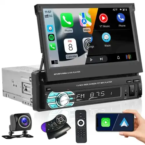 Autoradio mit Rückfahrkamera Hikity 1 Din mit Bluetooth-Funktion