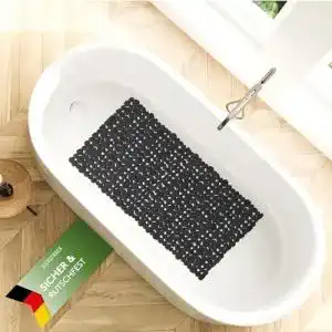 Badewannenmatte silverrack 88x40 cm schwarz kiesel steinoptik