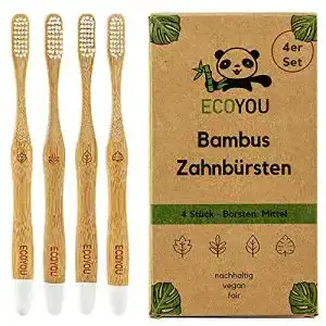 Bambus zahnbuerste ecoyou bambus zahnbuersten 4er set mittel