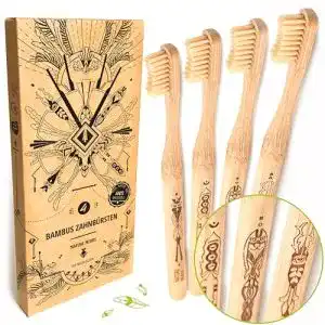 Bambus zahnbuerste nature nerds im set 4er pack