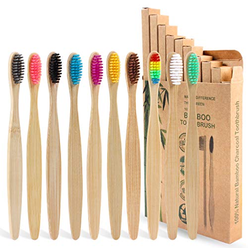Bambus-Zahnbürste SWKJ mit weichen Borsten, 10 Packungen