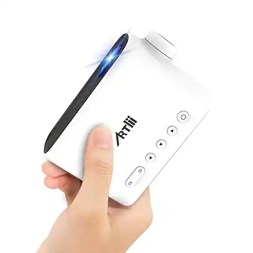 Beamer unter 100 Euro Artlii Q Mini Beamer mit Akku und tragbarem Design