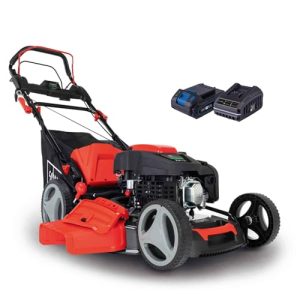 Gas lawn mower with electric start