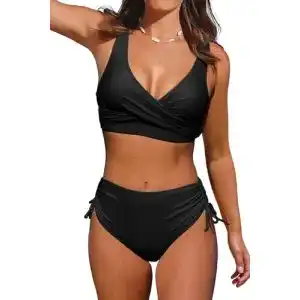 Bikini beachsissi damen hoch taillierte badeanzuege criss cross