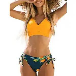 Bikini cupshe damen set wickeloptik obstmuster low rise