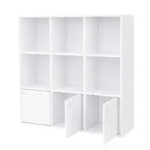 Buecherregal vasagle buecherschrank regal mit tueren dvd regal