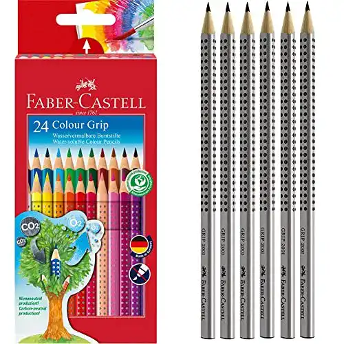 Faber-Castell 112424 Buntstifte Colour Grip Set mit 24 Farbstiften