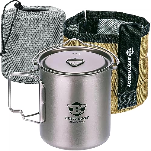 Camping-Topf Bestargot 750ml Titan Becher Tasse mit Isolierbeutel