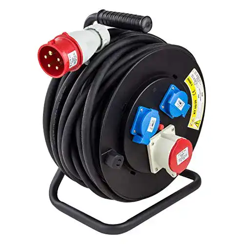 CEE-Kabeltrommel DEMA 25m 400 Volt H05RR-F für Werkstatt und Baustelle