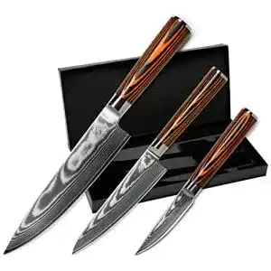 Damast kuechenmesser wolfblood 3er damastmesser set