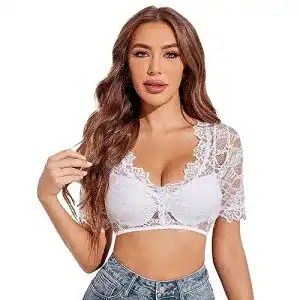 Dirndlbluse parabler damen kurzarm spitze dirndl blusen