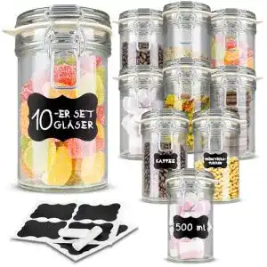 Einmachglaeser creative home 10 x mit buegelverschluss 500ml x 10
