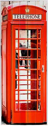 Falttür mit Motiv einer bunten Telefonzelle für Schiebetüren