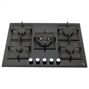 Gaskochfeld kh 5 zonen glas 70cm wok brenner erdgas 1