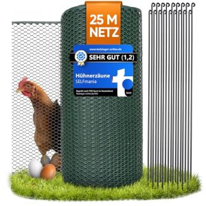 Geflügelnetz SELFmania Hühnerzaun 25m lang | 1,2m hoch