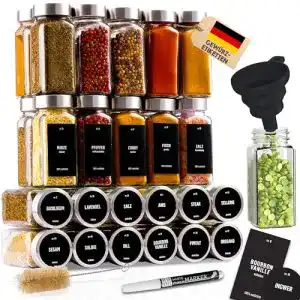 Gewuerzglaeser deco haus eckig luftdicht 24er set inkl etiketten