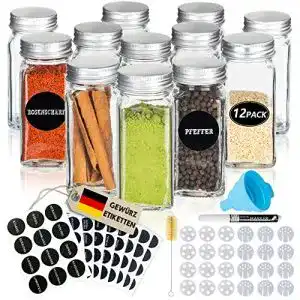 Gewuerzglaeser deco haus eckig mit schraubkappe 12er set