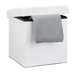 Hocker relaxdays sitz leder weiss 38 x 38 x 38 cm