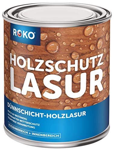 Holzlasur Roko, Nussbraun, 0,75 Liter Lasur, 3in1 Seidenmatt