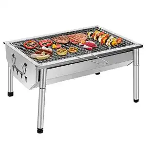 Kleiner holzkohlegrill sunjas picknickgrill edelstahl holzkohlegrill