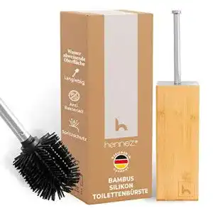 Klobuerste hennez toilettenbuerste silikon mit bambus buerstenhalter