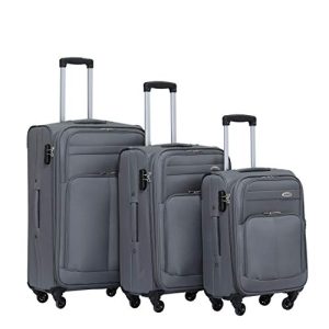 Juego de maletas soft shell BEIBYE maleta de viaje de 4 ruedas 3 piezas. maleta de tela