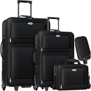 Juego de maletas soft shell KESSER ® Juego de maletas con ruedas de 4 piezas, maleta de viaje