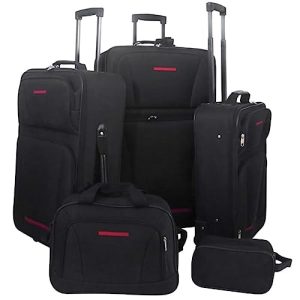 Set de maletas soft shell vidaXL set de maletas trolley 5 uds. Tela negra