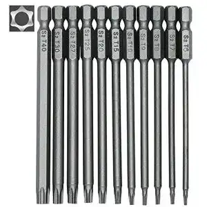 Lange bits yimorex 11 stueck torx lang schraubendreher bit set