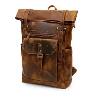 Lederrucksack source point rolltop fuer herren und damen vintage