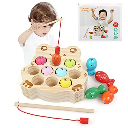 Lernspielzeug für Kleinkinder ab 2 Jahren – LinStyle Holz-Angelspiel