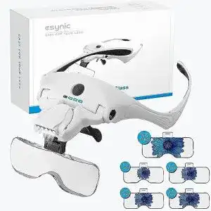 Lupenbrille esynic mit licht led kopflupe kopfbandlupe stirnlupe
