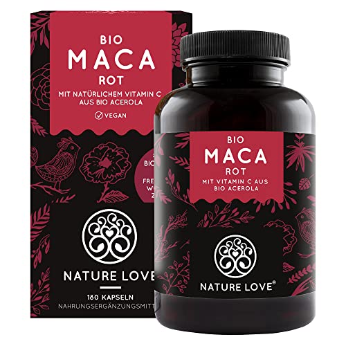 Maca-Kapseln Nature Love ® Bio Maca Rot, 180 Kapseln