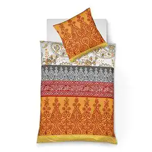 Mako satin bettwaesche fleuresse terra 135 x 200 cm