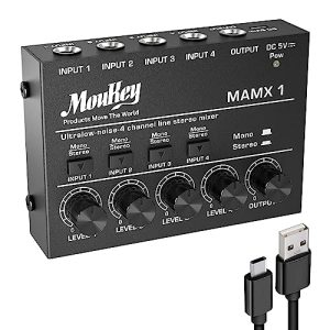 Mischpult Moukey MAMX1 4 Kanal DJ Mixer, Musik Mixer tragbar