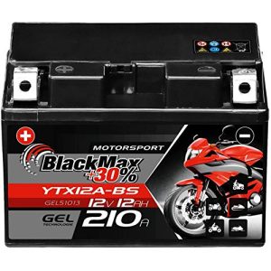 Motorrad-Batterie BlackMax YTX12A-BS Motorradbatterie GEL 12V - motorrad batterie blackmax ytx12a bs motorradbatterie gel 12v