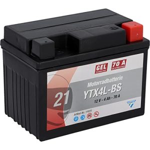 Motorrad-Batterie Cartec Motorradbatterie YTX4L-BS, 4Ah, 70A