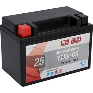 Motorrad-Batterie Cartec Motorradbatterie YTX9-BS, 8Ah, 135A
