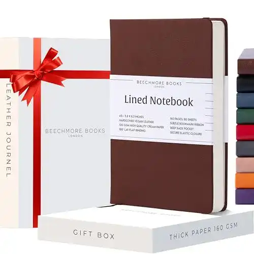 Beechmore Books Notizbuch liniert A5 Braun Premium Hardcover
