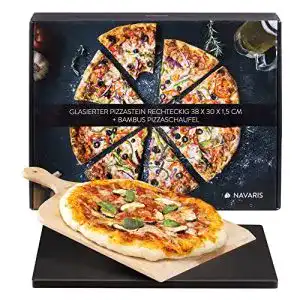 Pizzastein navaris fuer backofen glasierter 38x30cm bambus