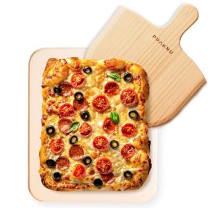 Pizzastein Praknu für Backofen & Gasgrill inkl. Pizzasschieber, 2er - pizzastein praknu fuer backofen gasgrill inkl pizzasschieber 2er