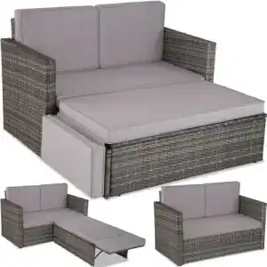 Rattansofa tectake sofa set 2 sitzer sessel mit hocker